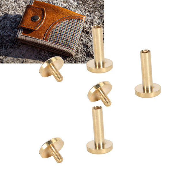 50 Set Bindande Nitar Runda Platt Huvud Mässing Spårskruv Nitar för Bälten Väskor Plånböcker Skor Jackor Läder Tyg 10x15mm / 0.39x0.59in