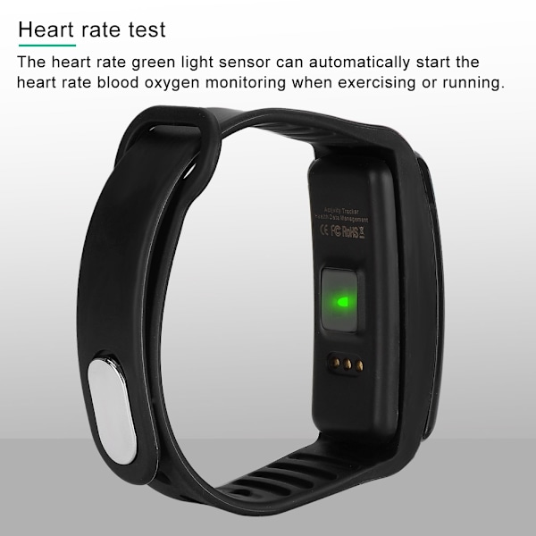 Hjertefrekvens Blodtryksmåler IP67 Vandafvisende Intelligent Ur Smart Armbånd (Sort)