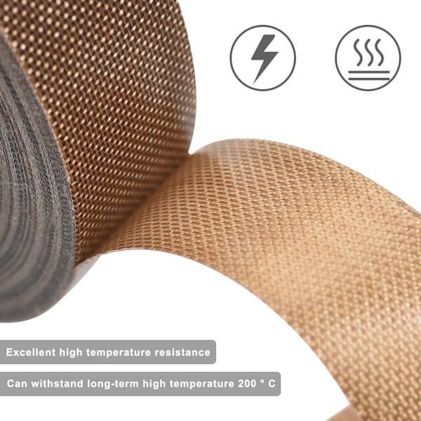 Självhäftande PTFE-tejp, Impulssvetskompatibilitet säkerställd för Foodsaver, Weston Vakuumförpackare, Hög Temperaturbeständighet Upp Till 200 Grader, Non-Stick