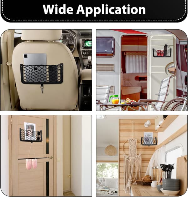 Förvaringsorganisatör för Bilsäte, Nätficka med Universell Design för Bilinteriör, Elastiskt Nylonmaterial Robust och Flexibel Bilficka