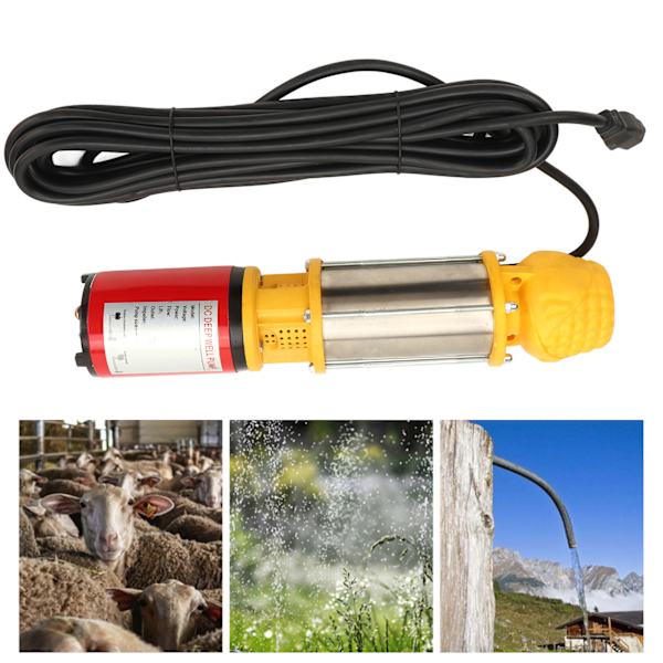 12V 250W Solardriven Djupbrunnspump 8m Lyft 5m³/h DC Vattenpump med 3 Kopplingar 1 tum 1,5 tum 2 tum för Familjer Gårdar