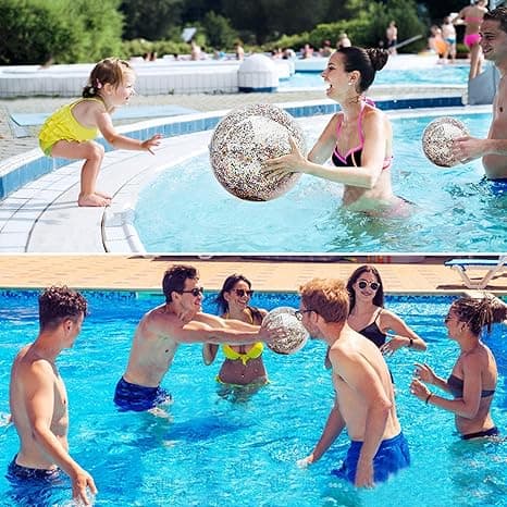 5-pak strandbolde, jumbo poollegetøj, kæmpe konfetti-glimmer