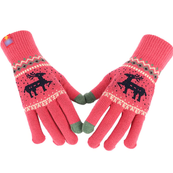 Julhandskar Vinterstickade Varma Handskar för Kvinnor och Flickor red