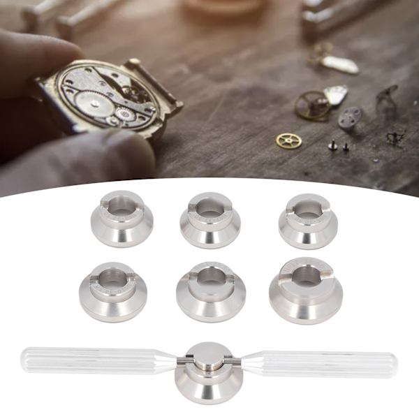 Urverktygsset med 7 Dies för att öppna och reparera klockor - Stålväxel, baksida, aluminiumlegering för urmakare och reparatörer