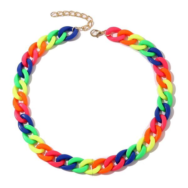 2 stk Farverige Resin Link Chain Halskæder Candy Color Akryl