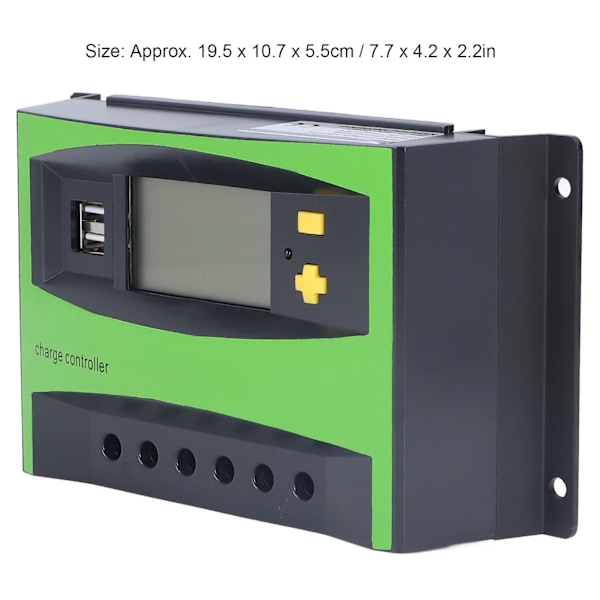 40A 12V/24V Aurinkoenergian Lataussäädin Suuri Näyttö Vedenkestävä Aurinkoenergian Lataussäädin Kahdella USB-portilla Aurinkoenergian Lataussäädin