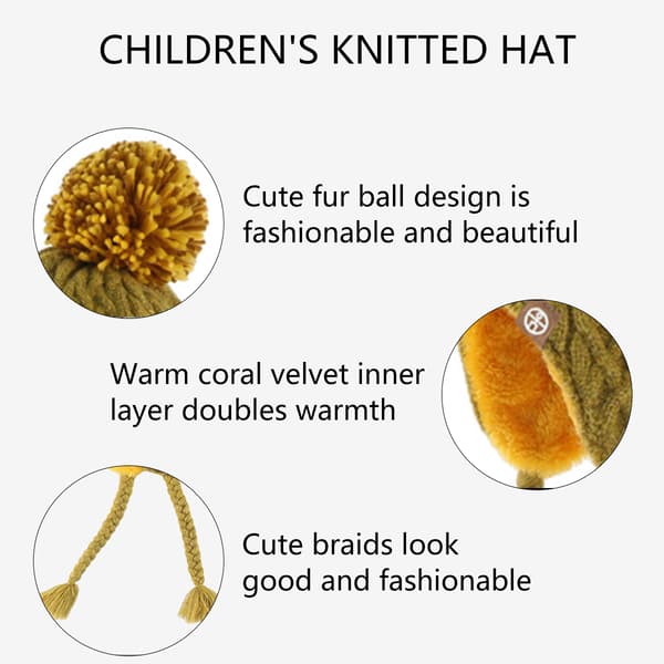 Vintermössa Flickor Stickade Mössor Vinter Fleece Foder Skidåkning Vintermössor med Varma Öronlappar Autumn Leaf Yellow