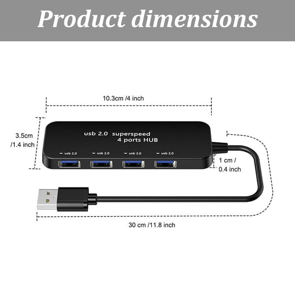 USB Hub med 4 porte Ultra Slim Bærbar USB Hub Splitter Hurtig Dataoverførsel SuperSpeed Forbindelse Til Bærbare Computere Og Stationære Computere Plug And Play Ingen Driver