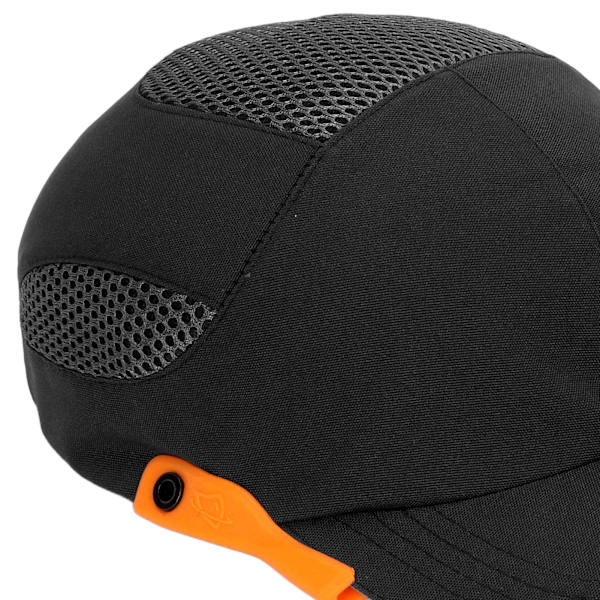 Bump Hat Baseball Hjelm Spids Åndbar Beskyttende Justerbar til Sport Arbejde Sort med Orange Kant
