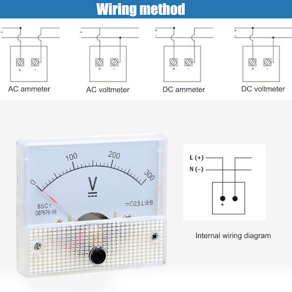 DC Pekevoltmeter med høy nøyaktighet for installasjon, måleinstrument 85C1 DC 0~300V