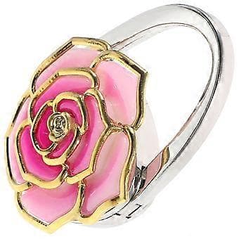 Rosformad hopfällbar handväska, väskhängare, bordskrok (Rosa)