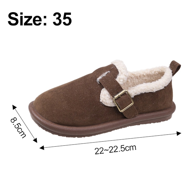 Dames Plys Sko Efterår og Vinter Mode Blød Bund Slip-On Fleeceforet Varme Bomuldsfyldte Sko Plus Størrelse Boken Sko coffee 35