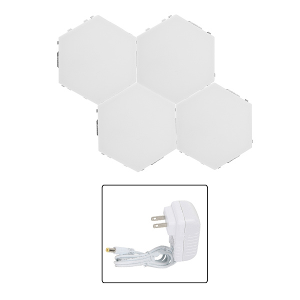 Innovativ sekskantet DIY vegglampe for hjemmet - Dekorativ belysning for soverom og stue - 100V-240V4 lys med strømforsyning