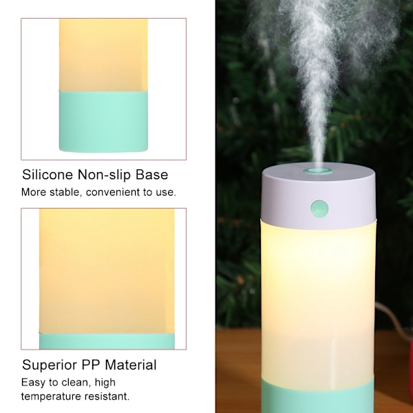 250ml Simple Natlampe Luftfugter Mini Kold Tåge Maker Desktop Bil Luftfugter Grøn