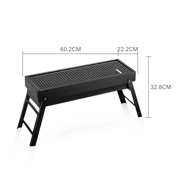 Bærbar Grill Multifunktion Røgfri Foldbar Kulgrill til Camping Vandreture Picnic Rejser (Ca. 60,2x22,2x32,8cm /