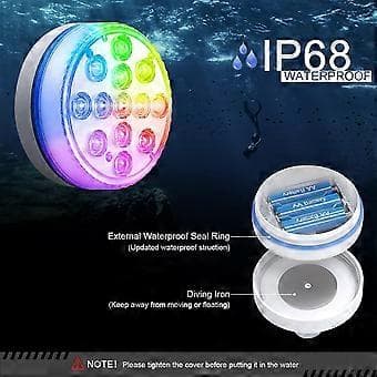 Plan d'eau 13 Leds de Piscine Multi-couleur avec Tlcommande LumiRes flottant pour piscine,eclairage piscine hors sol,Aquarium