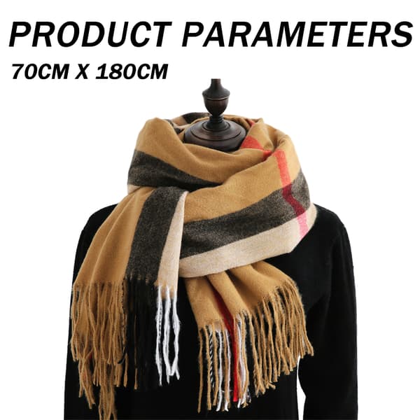 Rutete vinter-skjerf for kvinner, langt og tykt oversized rutete skjerf for høst/vinter, varmt sjal