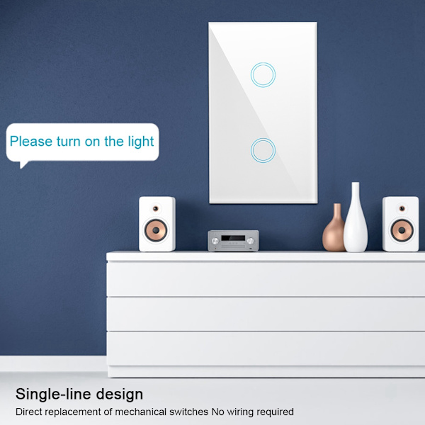 RF433 Trådløs Fjernbetjening Berøringslys Smart Vægskift med To Knapper 110V-240V