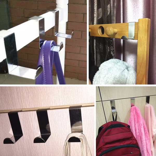 2-pak pladsbesparende kroge, elegant design i rustfrit stål til brug over døren, vendbart og holdbart materiale, nem installation til soveværelse,