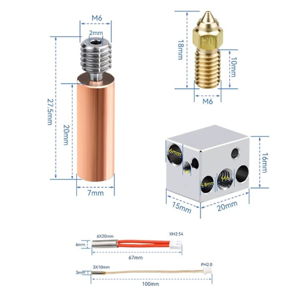 Extruder Hotend Monteringssats Helt Metall Munstycke Värmestav Heatbreak Kylfläns för Neptune 4 4Pro 3D-skrivare