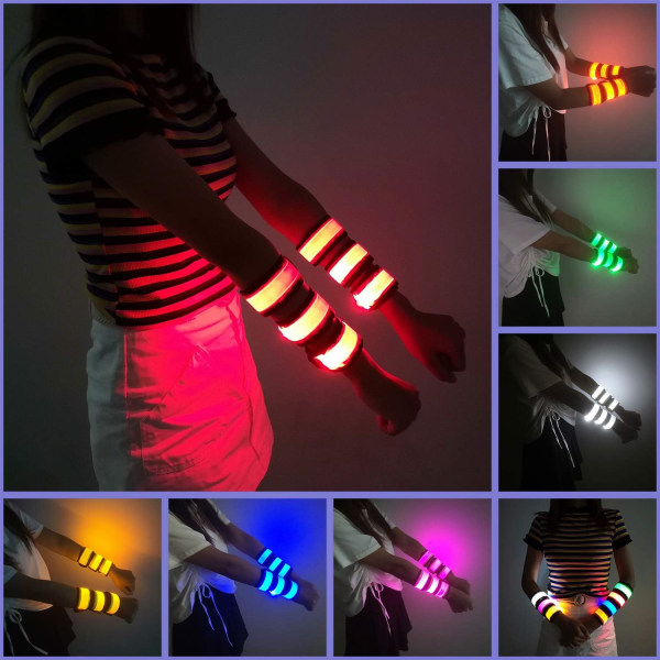 LED armbånd Slap armbånd Armbånd Blinkende sportspakke med 6 stk