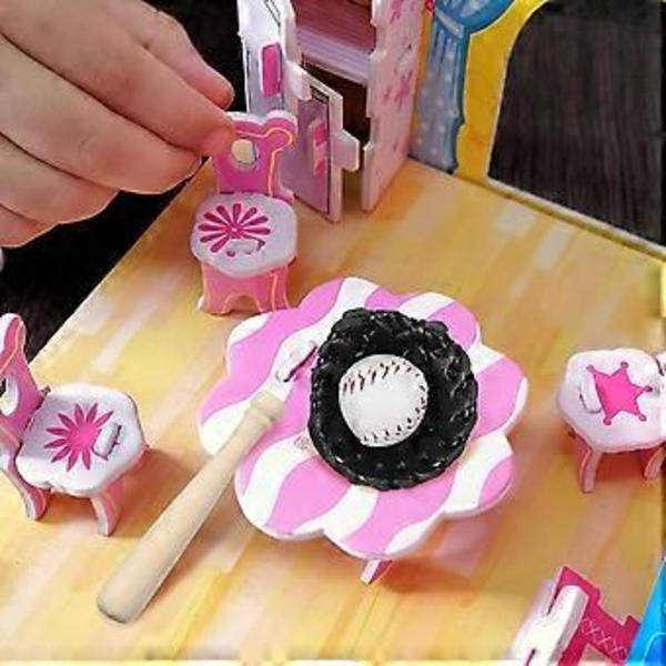 1 sæt miniature baseballbat handsker bold sæt dekorative simulering Tiny House tilbehør