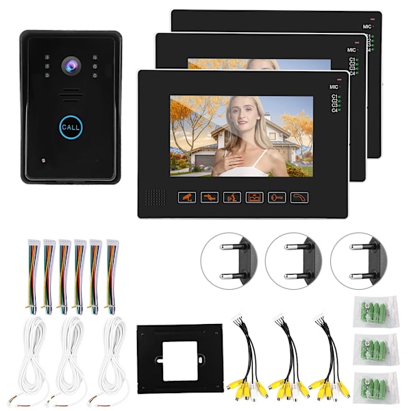 9 tommer Trådløs Videodørtelefon Dørklokke Adgangssystem Dørkamera 110-240V(EU)