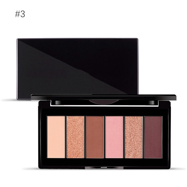 6 Farver Vandfast Langvarig Mat Glitter Øjenskyggepulver Palette (3#)