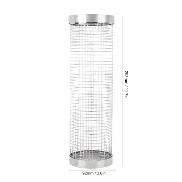 Grillkurv i sylinderform, netting av rustfritt stål 304, rullende BBQ-grillverktøy L (11,7 x 3,6 tommer)