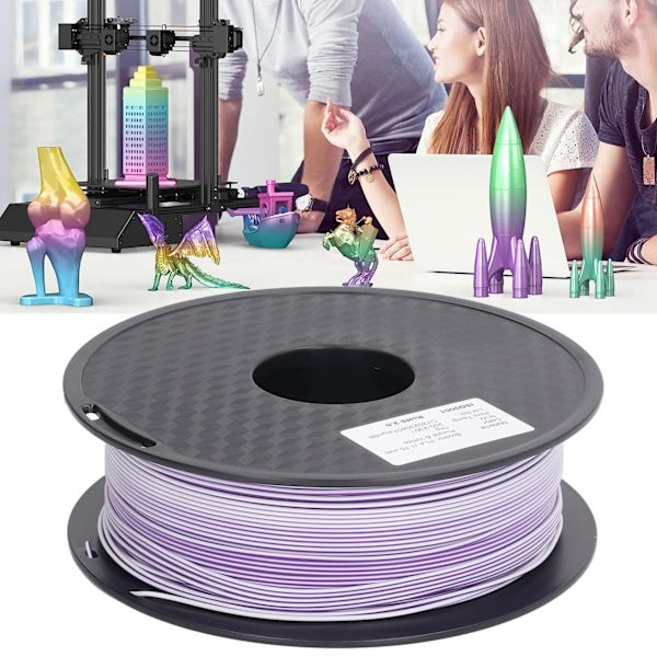 3D Printer PLA Filament Dobbelt Farve Lilla Hvid Pæn Ledningsføring Glat Udskrivning Silkeglans Printer Filament