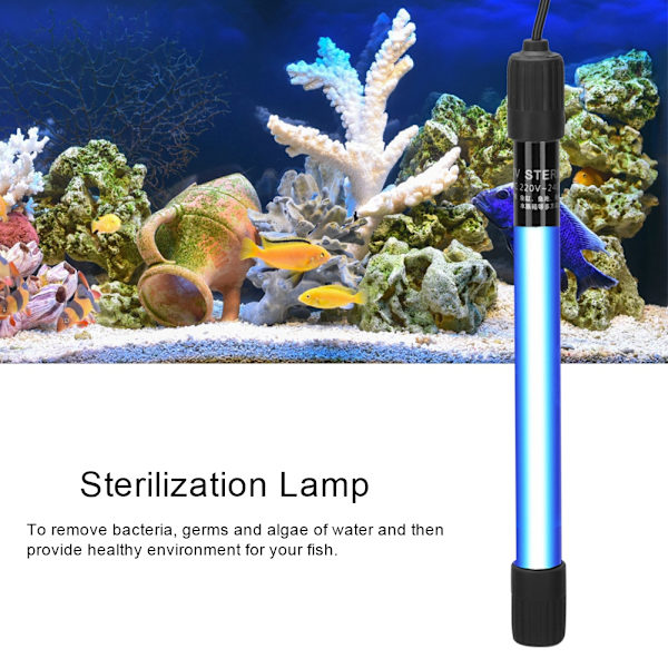 Kvartsglas Akvarie UV-Sterilisationslampe Vandtæt Desinfektionslys CN Stik 220V5W