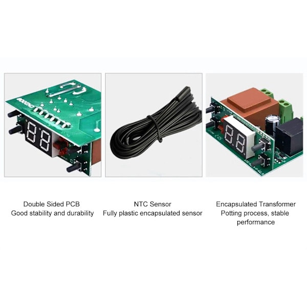 Digital Temperaturregulator Dobbel Sensor LED Skjerm Termostat for Kjøleskap Fryser 220VAC