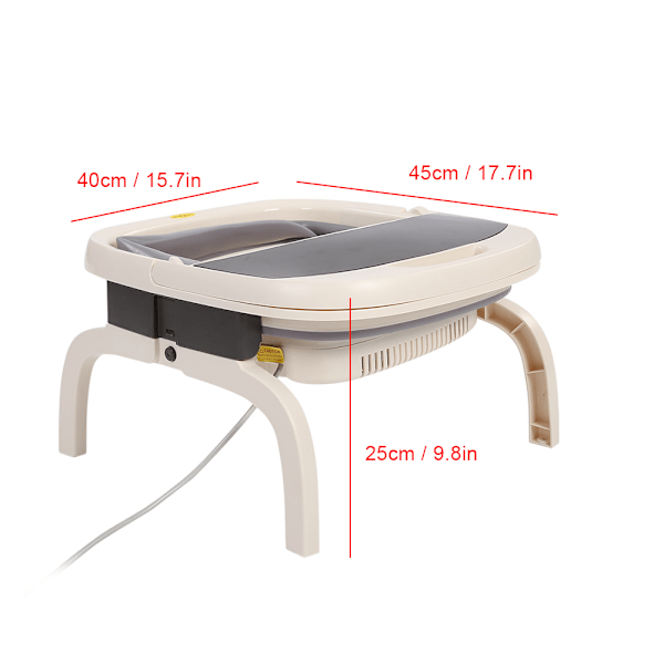 Foldbar Fodbadsmassager med Opvarmning, Bobler og Automatisk Pedikyr - Bærbar Kar med EU-Stik 110‑220V