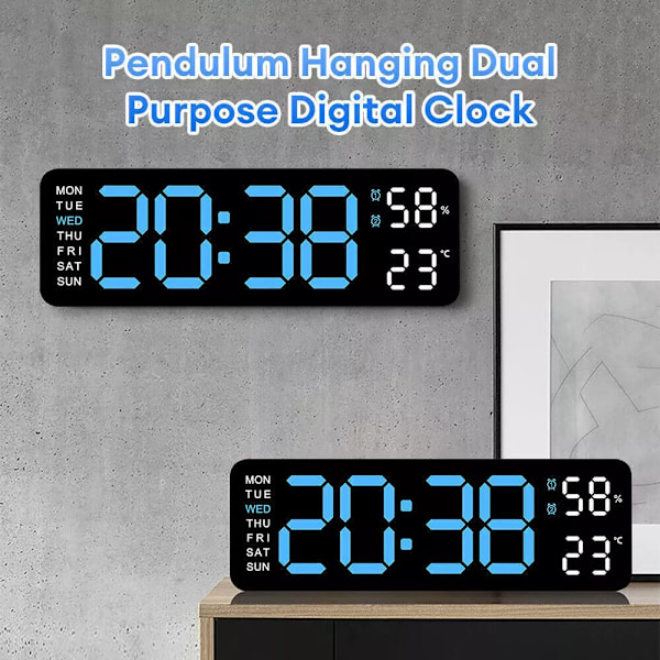 Digital LED Väggbordsklocka, Stor LED-display med Automatisk Ljusstyrkedämpare, Multifunktionell Digital Timer för Studierum, Restauranger och