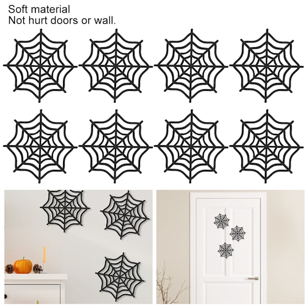 20 st Halloween-dekorationer för vägg, festtillbehör, spindelnätformade i filt för hemmet