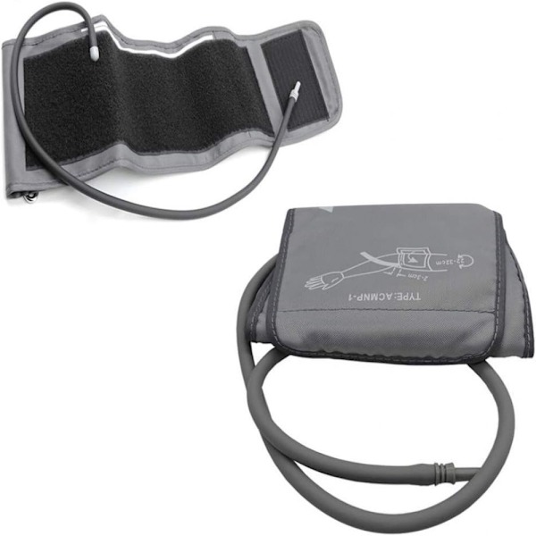 Blodtrycksmanschett, justerbar armmanschett med D-ringstängning, passar vuxenarmar 22 till 32 cm, universell kompatibilitet, högkvalitativt non-woven-material