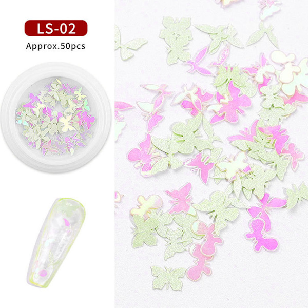 Glittriga Fjärilsformade Nagelpaljetter Laserglitter Nageldekaler Manikyr Dekorationer