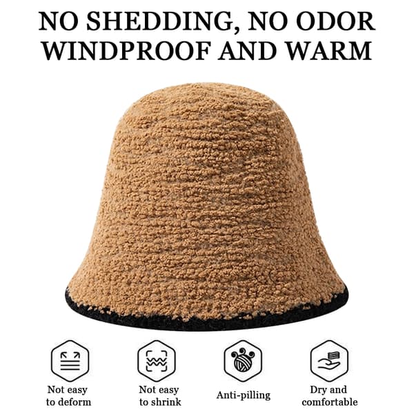Varm Ull Cloche Hatt Enfärgad Vinter Bucket Hatt