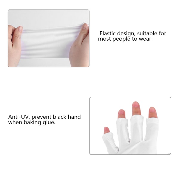 1 Pair Anti Radiation Protection Gloves LED Lamp Nail Art Gel Anti UV Gloves Tool(White&nbsp; )