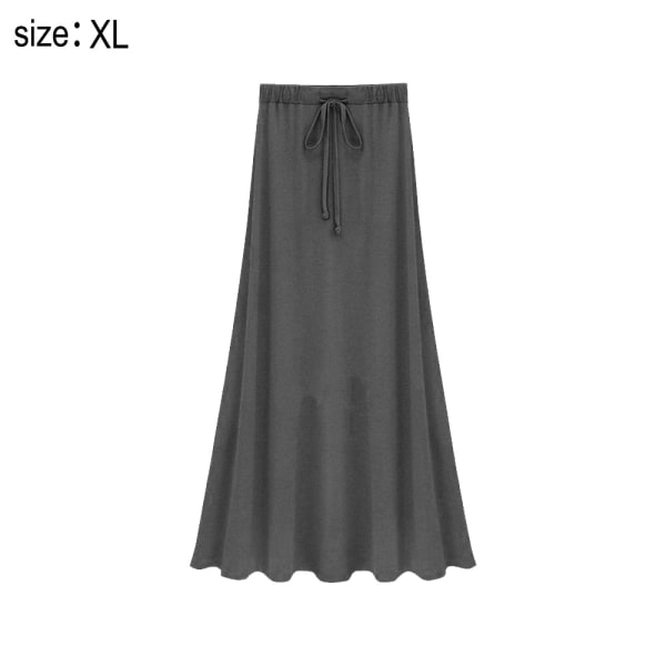 Women's retro elastic waist A-line long mid length skirt