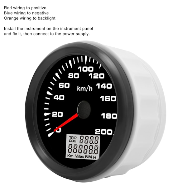 85 mm:n nopeusmittari GPS 200 km/h, 7 värillinen taustavalo, musta taulu, musta kehys autoon, veneeseen, jahtiin ja asuntoautoon