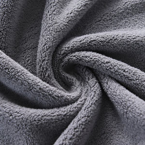 Badhanddukar i mikrofiber korall sammet, lyxiga siden detaljer, högabsorberande, lättskött, grå (4 stycken)