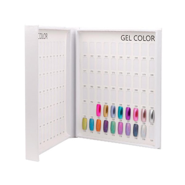 Professionel 120 Farver Neglelak Gel Polish Display Chart Bog Neglelak Farve Kort