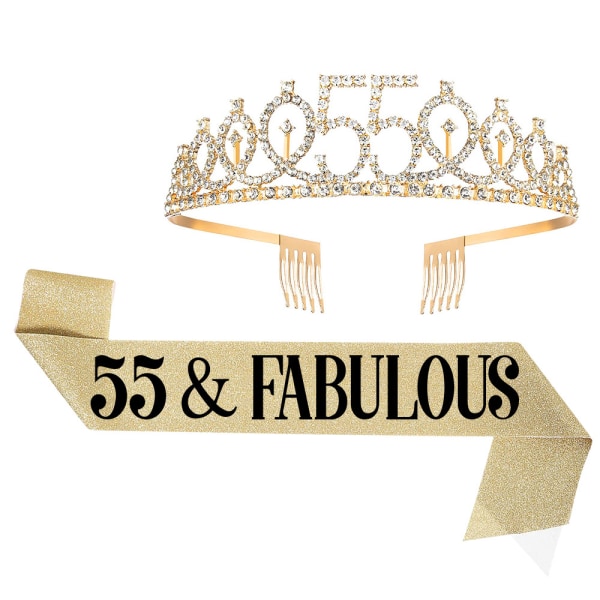 55th Birthday Sash and Crown hårbånd til kvinder, Birthday Crown