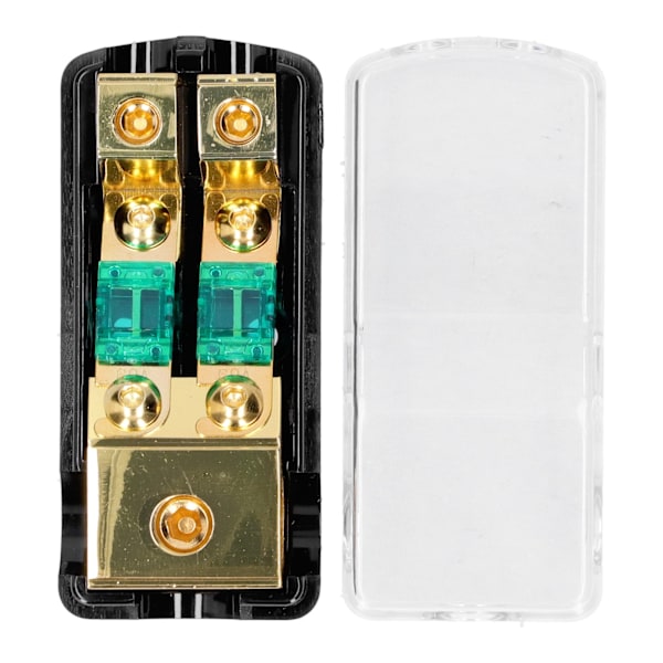 1 In 2 Ut 0/4 AWG till 4/8 AWG Ljudström Säkringshållare Box med Transparent Lock för Bil Lastbil Båt Husbil