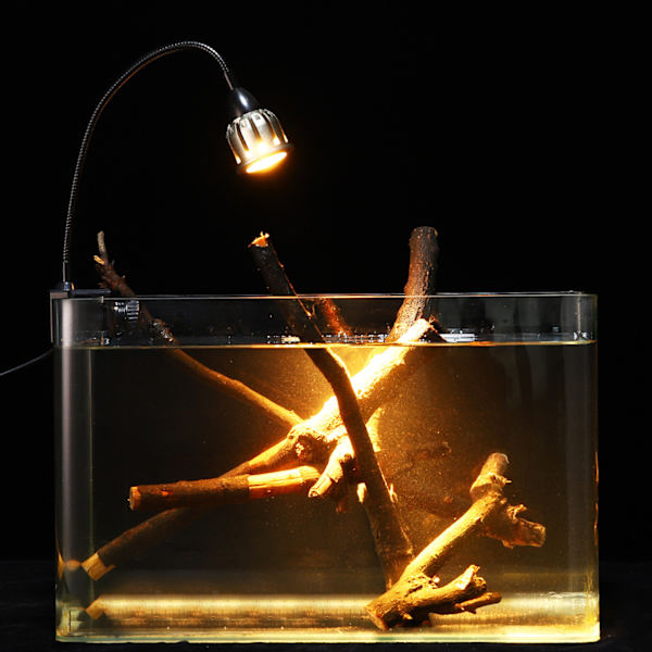 LED Akvarielys COB Chip 360 Graders Rotationsklips Akvarielys med Fleksibel Svanehals EU Stik 100‑240V QL‑X6 7W Tricolor