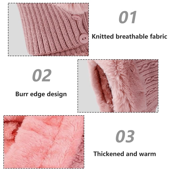 Women Winter Beanie Hats One-Piece Fleece Lined Knit Balaclavas