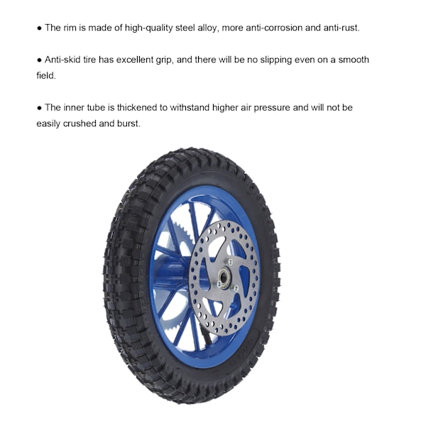 12.5x2.75 tuuman Mini Polkupyörän Takapyörä Liukastumattomasta Kumista Terässeoksesta 47cc 49cc 2-tahtisella Maastopyörällä (Sininen)