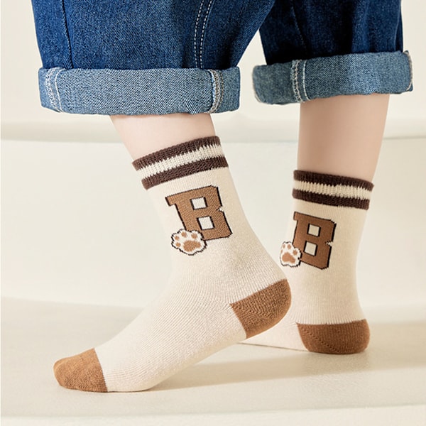 5 Par Baby Unisex Strumpor Halkfria Bomullsstrumpor Varma Strumpor Tecknade Strumpor för Småbarn Spädbarn S för 1‑3 År