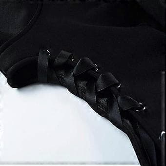 Damer Cat Ears Sort Hættetrøje Sweatshirt Hollow Out Gothic Toppe(XL)